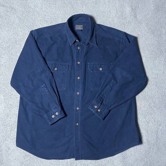 Woolrich Men's Heavyweight Thick Button Up Shirt Long Sleeve Navy 2XL - Picture 1 of 5